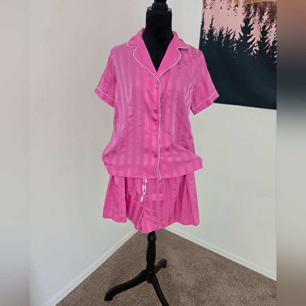 Pink Striped Button-Up Pajamas